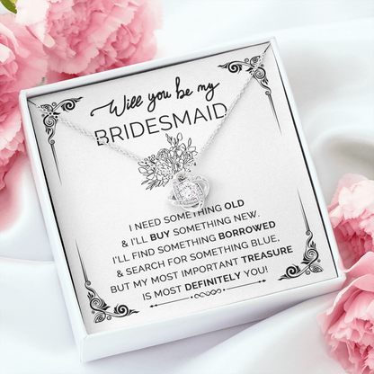 Will You Be My Bridesmaid? Love Knot Necklace with Heartfelt Proposal Card – Unique Bridal Party Gift Idea - Mallard Moon Gift Shop