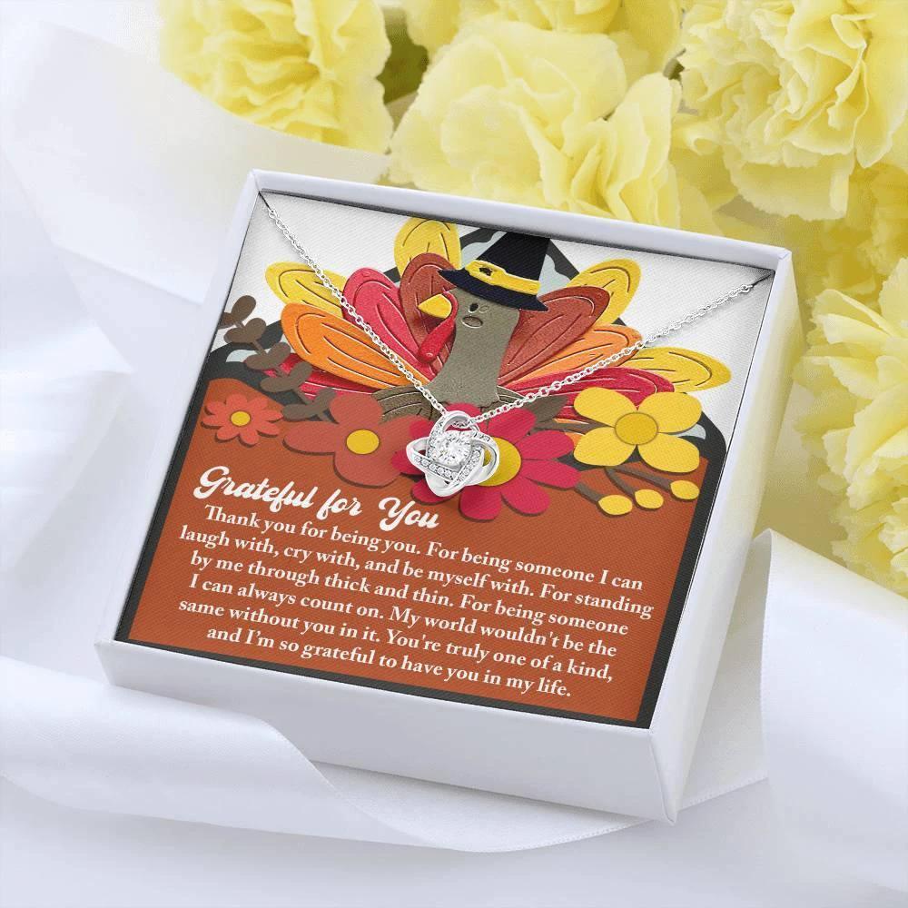 Thanksgiving Gift for Her – “Grateful for You” Necklace with Message Card | Heartfelt Jewelry Gift for Mom, Sister, or Best Friend