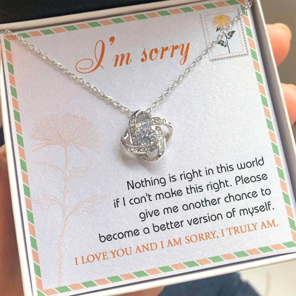 Gift for Girlfriend, Wife-Sorry, Another Chance-Love Knot Pendant Necklace - Mallard Moon Gift Shop