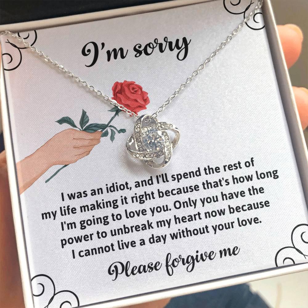 Gift for Girlfriend, Wife - Sorry, Making It Right - Love Knot Pendant Necklace - Mallard Moon Gift Shop