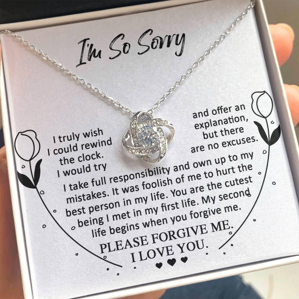 Apology Gift for Girlfriend, Wife, Soulmate - Sorry, My First Life - Love Knot Pendant Necklace - Mallard Moon Gift Shop