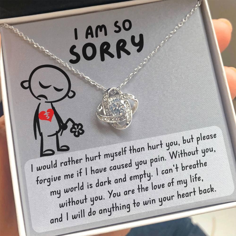 Apology Gift for Girlfriend, Wife, Soulmate - Sorry, Dark And Empty - Love Knot Pendant Necklace - Mallard Moon Gift Shop