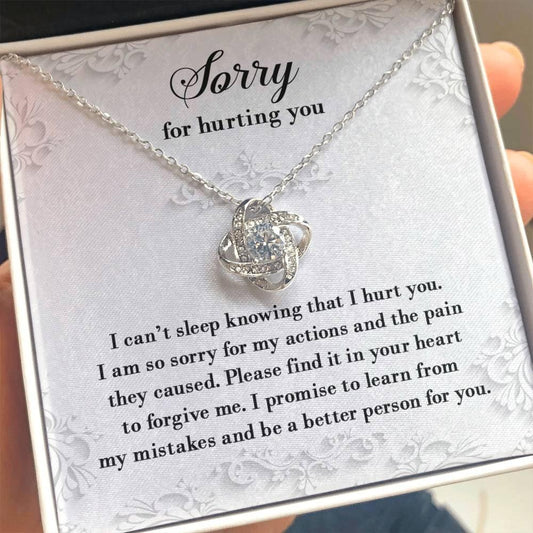 Apology Gift for Girlfriend, Wife, Soulmate - Sorry, Can’t Sleep - Love Knot Pendant Necklace - Mallard Moon Gift Shop