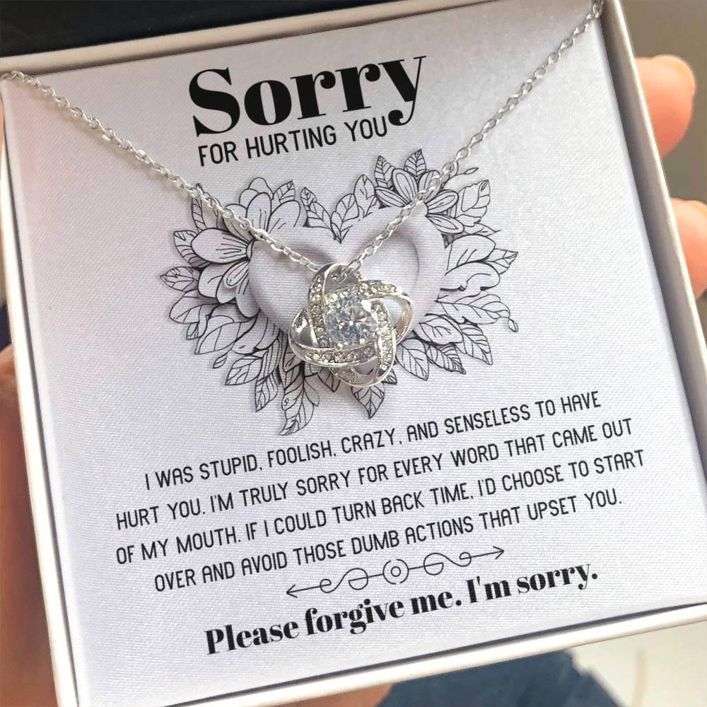 Apology Gift for Girlfriend, Wife, Soulmate-Sorry, Turn Back Time - Love Knot Pendant Necklace - Mallard Moon Gift Shop