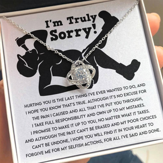 Apology Gift for Girlfriend, Wife, Soulmate - Sorry, Selfish Actions - Love Knot Pendant Necklace - Mallard Moon Gift Shop