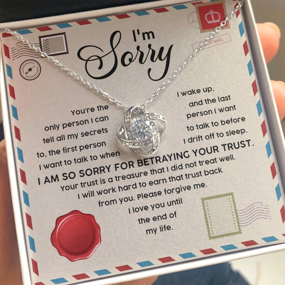 Apology Gift for Girlfriend, Wife, Soulmate - Sorry, The Only Person - Love Knot Pendant Necklace - Mallard Moon Gift Shop