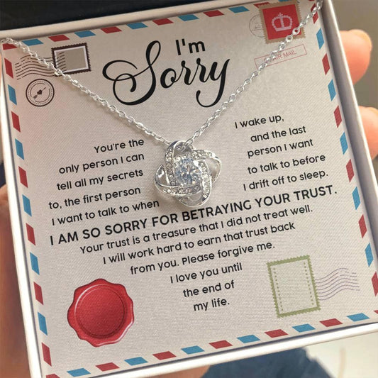 Apology Gift for Girlfriend, Wife, Soulmate - Sorry, The Only Person - Love Knot Pendant Necklace - Mallard Moon Gift Shop