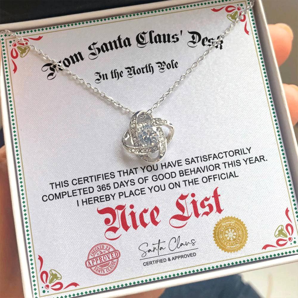 Noth Pole Nice List Gift For Her - Love Knot Pendant Necklace