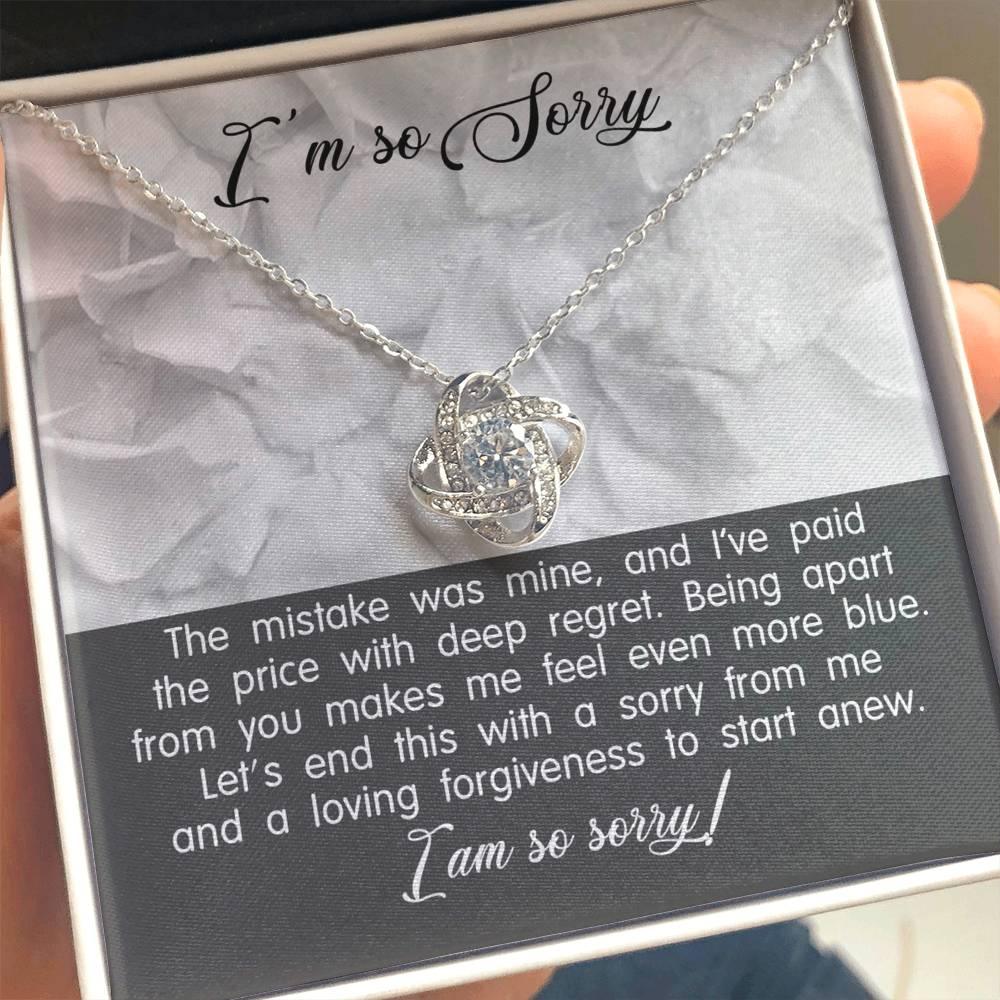 Apology Gift for Girlfriend, Wife, Soulmate - Sorry, With Deep Regret - Love Knot Pendant Necklace - Mallard Moon Gift Shop