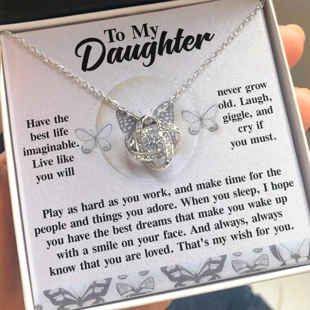 Gift for Daughter - My Wish For You - Love Knot Pendant Necklace