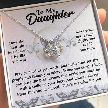 Gift for Daughter - My Wish - Love Knot Pendant Necklace - Mallard Moon Gift Shop