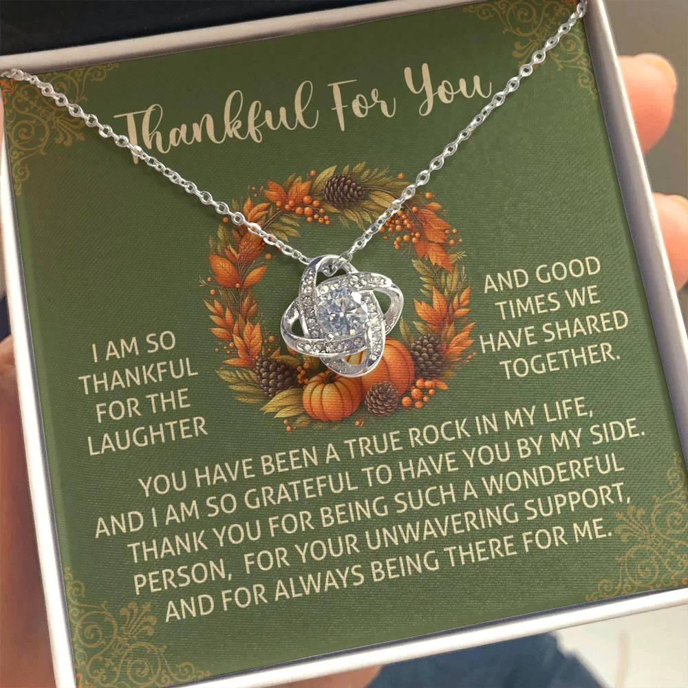 Thanksgiving Gift for Her – “By My Side” Love Knot Necklace with Message Card | Heartfelt Gratitude Gift for Mom, Sister, or Best Friend