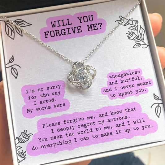 Apology Gift for Girlfriend, Wife, Soulmate - Sorry, Never Meant To Upset You - Love Knot Pendant Necklace - Mallard Moon Gift Shop