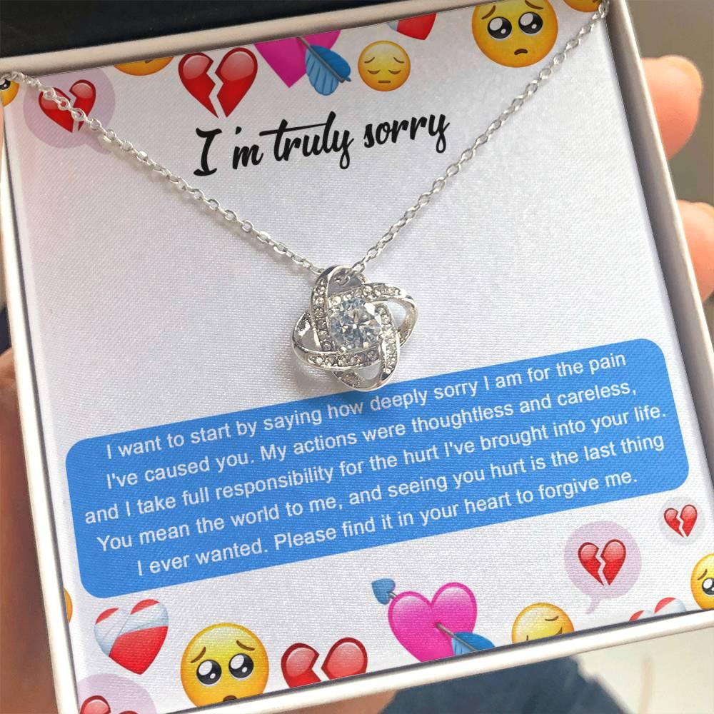 Apology Gift for Girlfriend, Wife, Soulmate - Sorry, How Deeply Sorry - Love Knot Pendant Necklace - Mallard Moon Gift Shop