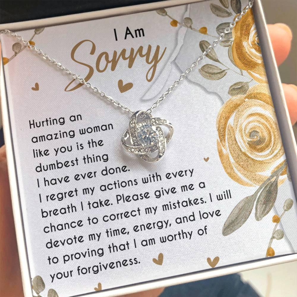 Apology Gift for Girlfriend, Wife, Soulmate - Sorry, Amazing Woman - Love Knot Pendant Necklace - Mallard Moon Gift Shop