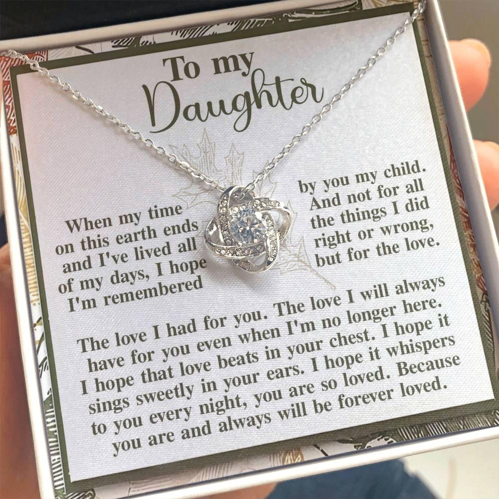 Gift for Daughter - In Your Ears - Love Knot Pendant Necklace - Mallard Moon Gift Shop