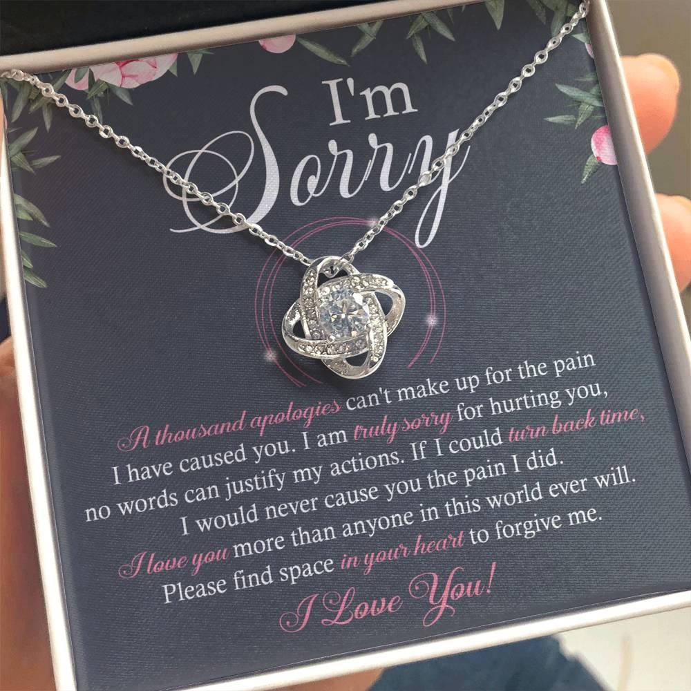 Apology Gift for Girlfriend, Wife, Soulmate - Sorry, World Ever Will - Love Knot Pendant Necklace - Mallard Moon Gift Shop