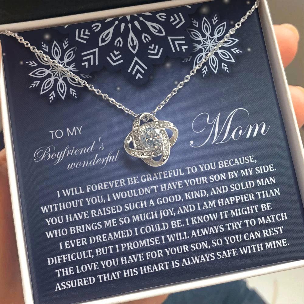 Gift for Boyfriend's Mom - By My Side - Love Knot Pendant Necklace