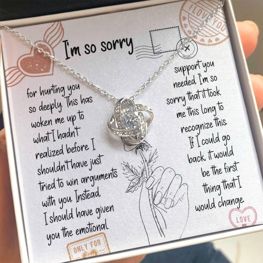 Apology Gift for Girlfriend, Wife, Soulmate, Emotional Support - Love Knot Pendant Necklace - Mallard Moon Gift Shop