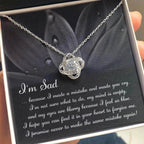 Apology Gift for Girlfriend, Wife, Soulmate - Sorry, Feel So Blue - Love Knot Pendant Necklace