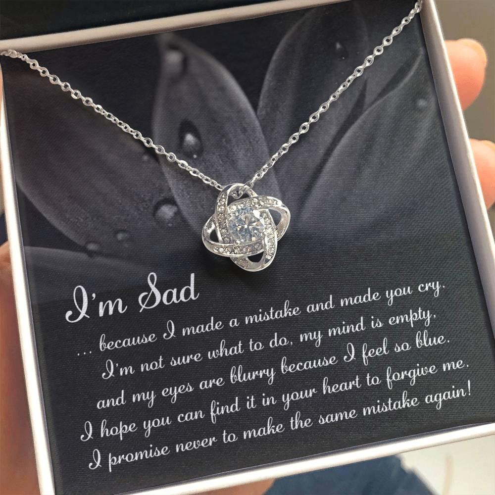 Apology Gift for Girlfriend, Wife, Soulmate - Sorry, Feel So Blue - Love Knot Pendant Necklace - Mallard Moon Gift Shop