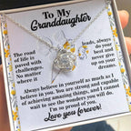 To My Granddaughter – Love Knot Necklace Gift | “Always Believe in Yourself” Encouragement Message Card | Grandparent Gift for Birthday, Graduation & Christmas