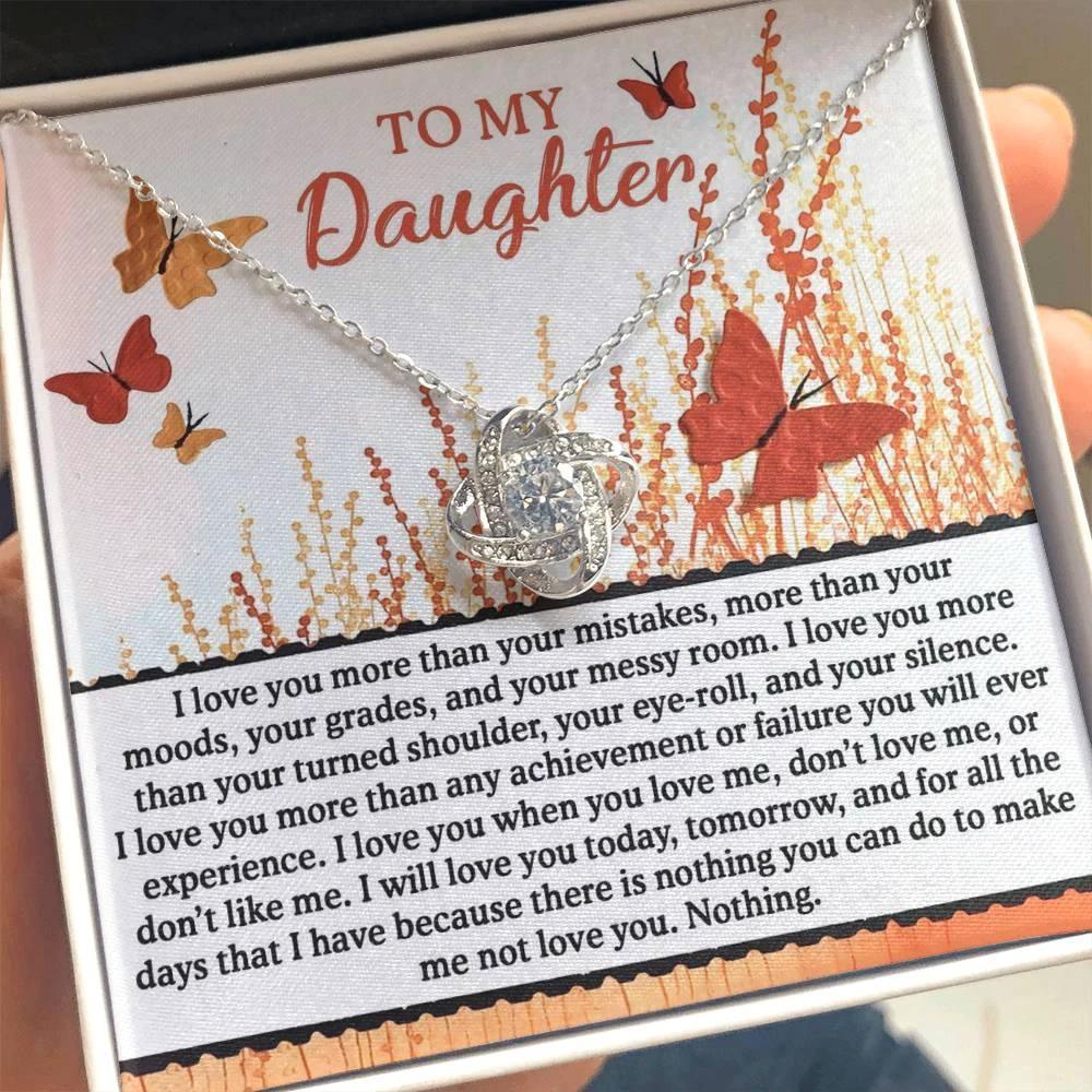 Gift for Daughter - I Love You Today, Tomorrow - Love Knot Pendant Necklace