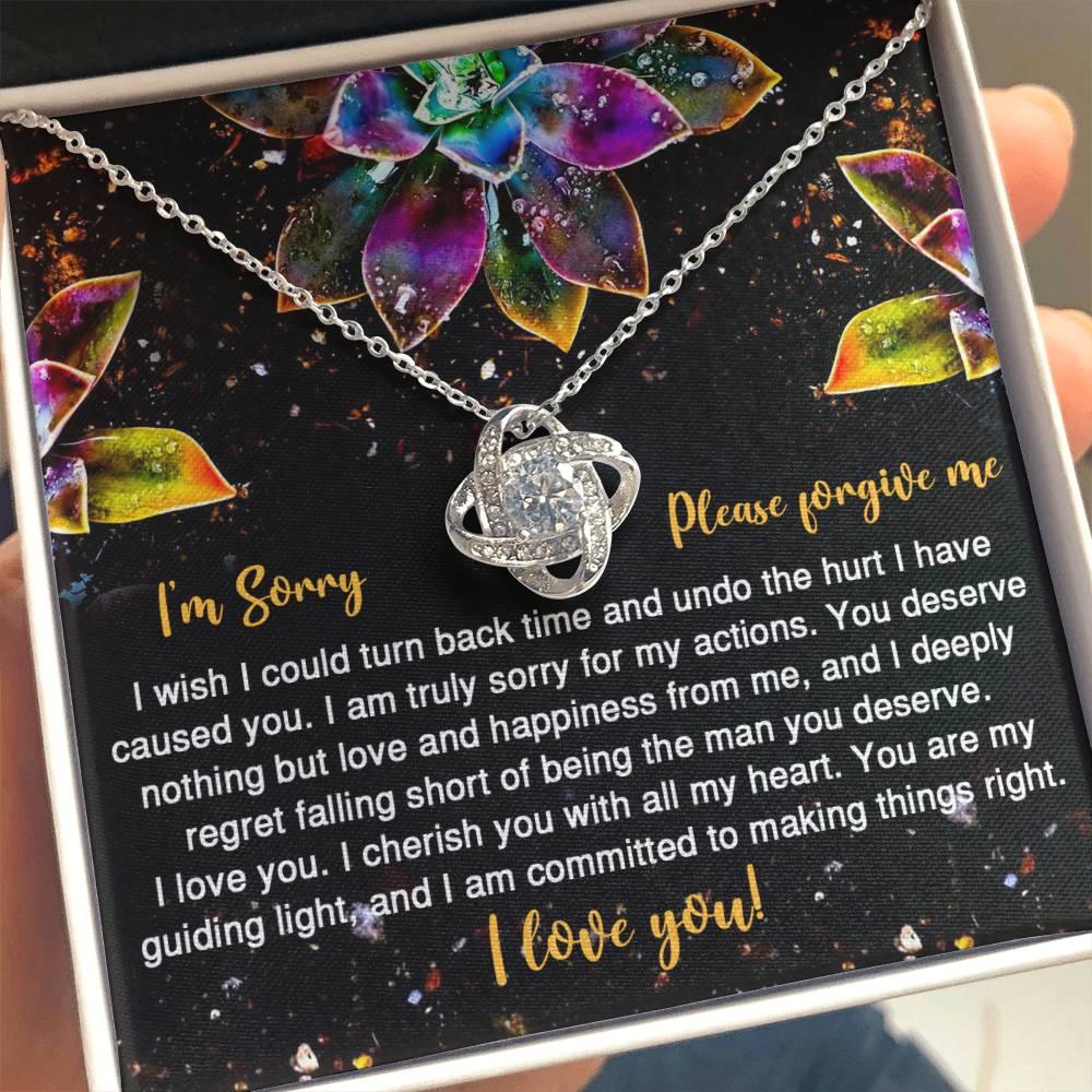 Apology Gift for Girlfriend, Wife, Soulmate - Sorry, All My Heart - Love Knot Pendant Necklace - Mallard Moon Gift Shop
