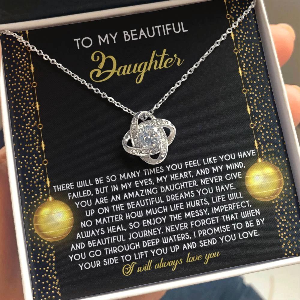 Gift for Daughter - Deep Waters - Love Knot Pendant Necklace