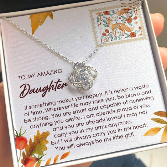 Daughter - Makes You Happy - Love Knot Pendant Necklace - Mallard Moon Gift Shop