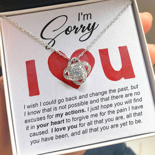 Gift for Girlfriend, Wife - Sorry, Change The Past - Love Knot Pendant Necklace - Mallard Moon Gift Shop