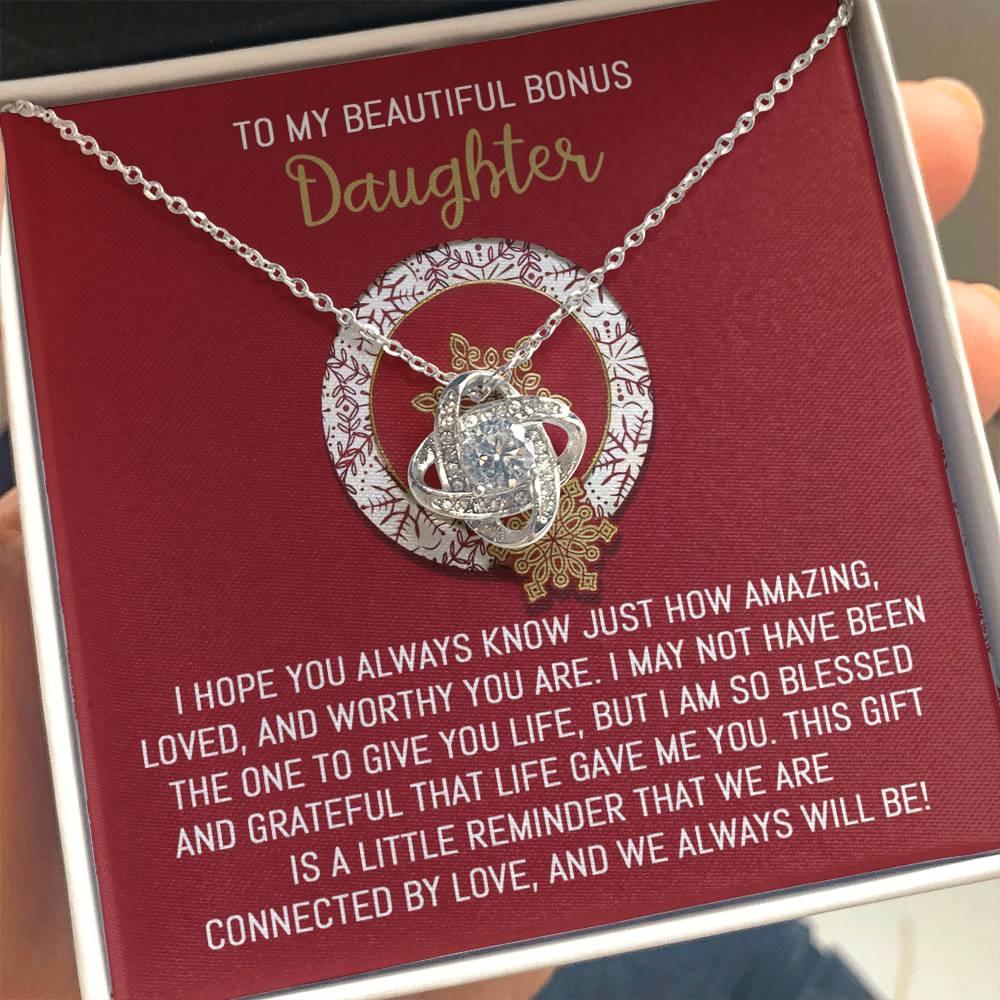 Gift for Bonus Daughter - Always Will Be - Love Knot Pendant Necklace - Mallard Moon Gift Shop
