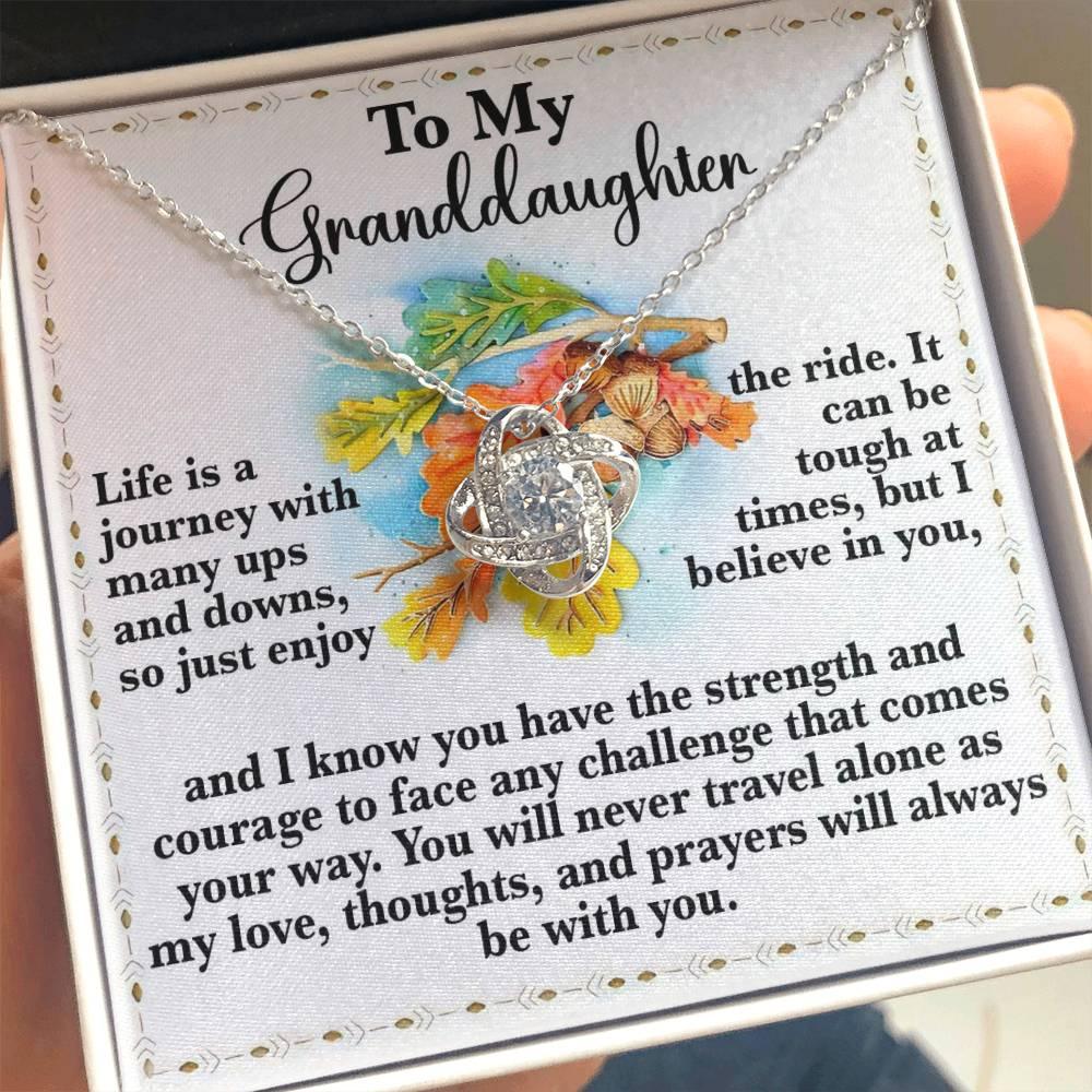Gift for Granddaughter - Never Travel Alone - Love Knot Pendant Necklace - Mallard Moon Gift Shop