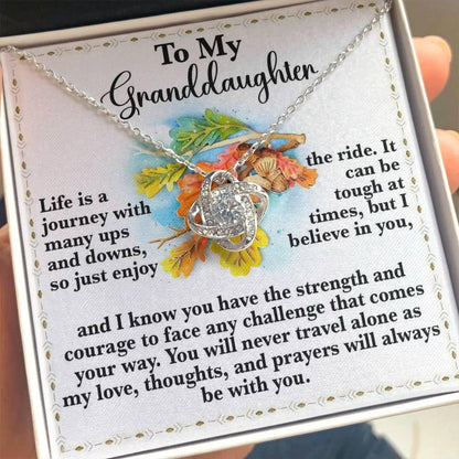Gift for Granddaughter - Never Travel Alone - Love Knot Pendant Necklace - Mallard Moon Gift Shop