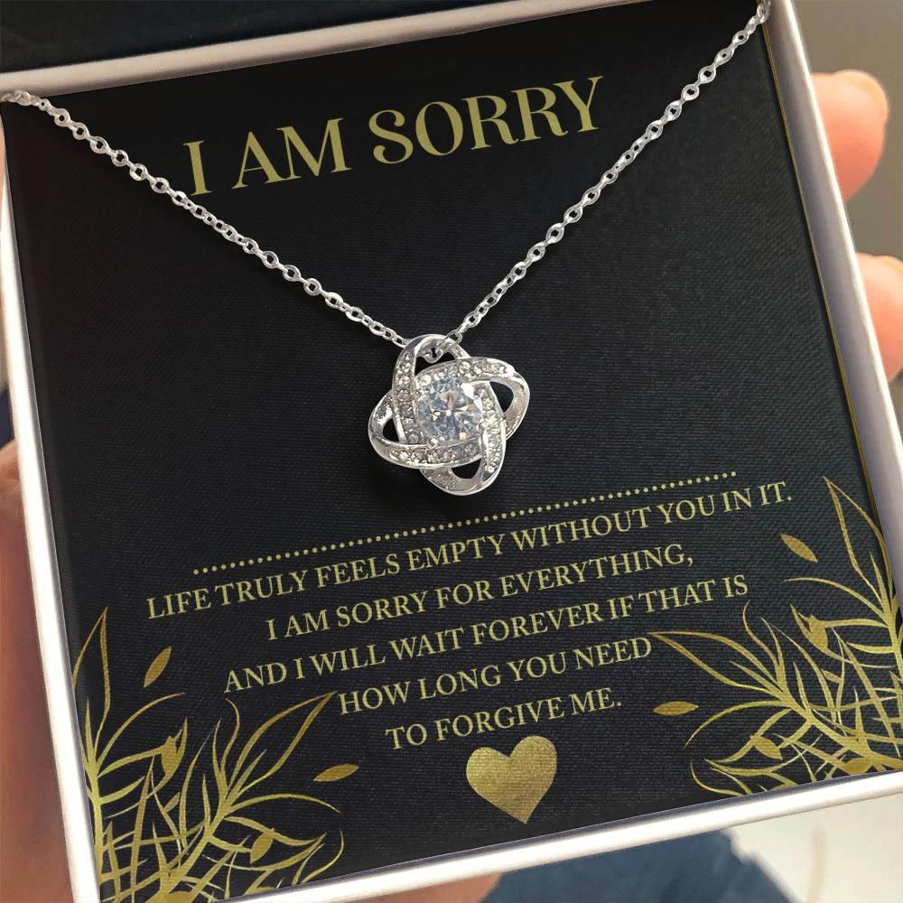 Apology Gift for Girlfriend, Wife, Soulmate - Sorry, Without You - Love Knot Pendant Necklace - Mallard Moon Gift Shop