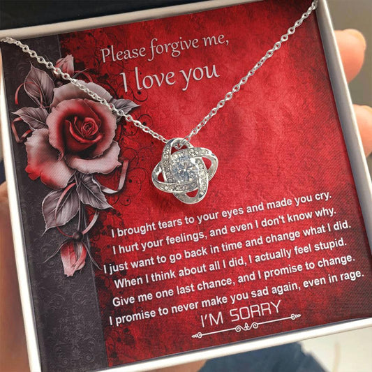 Apology Gift for Girlfriend, Wife, Soulmate - Sorry, One Last Chance - Love Knot Pendant Necklace - Mallard Moon Gift Shop