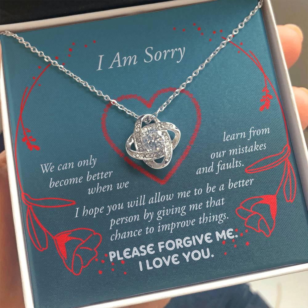 Apology Gift for Girlfriend, Wife, Soulmate - Sorry, Mistakes And Faults - Love Knot Pendant Necklace - Mallard Moon Gift Shop