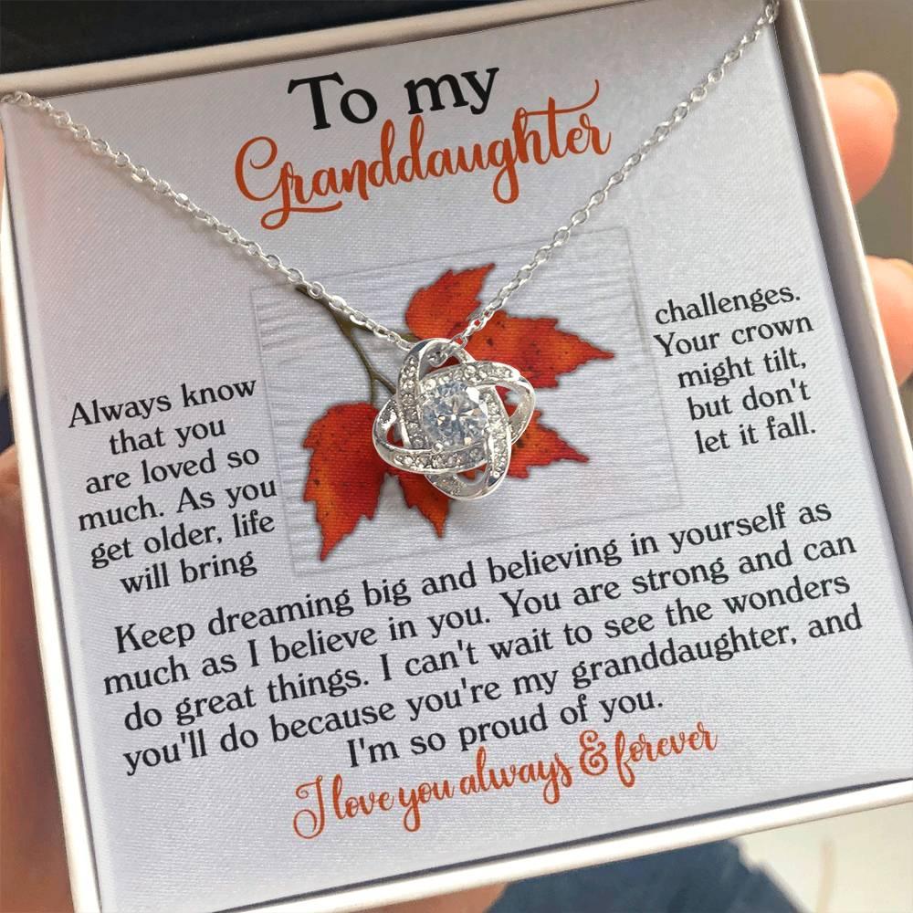 Gift for Granddaughter - Do Great Things - Love Knot Pendant Necklace - Mallard Moon Gift Shop