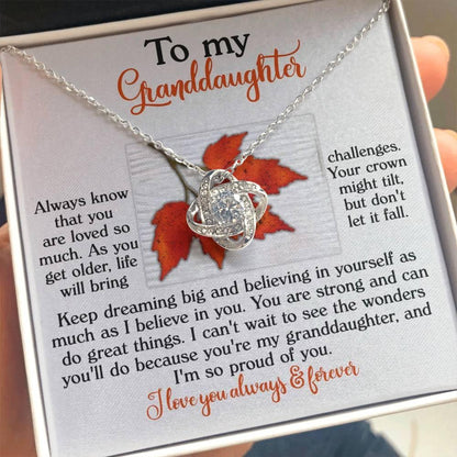 Gift for Granddaughter - Do Great Things - Love Knot Pendant Necklace - Mallard Moon Gift Shop