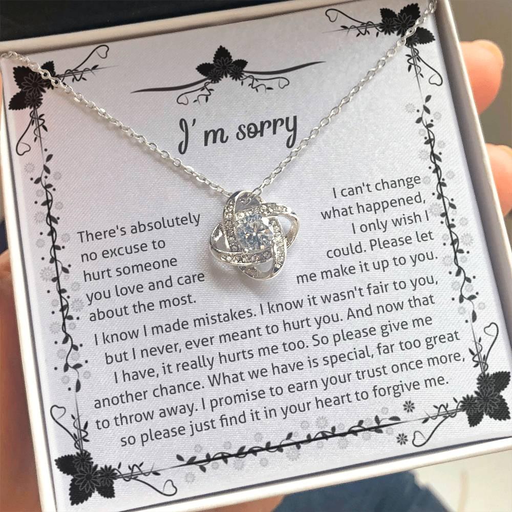 Apology - I'm Sorry, No Excuse, Another Chance - Love Knot Pendant Necklace - Mallard Moon Gift Shop