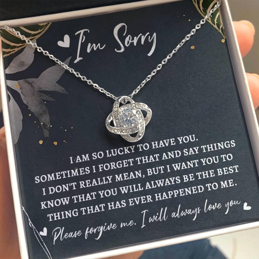 Apology Gift for Girlfriend, Wife, Soulmate - Sorry, The Best Thing - Love Knot Pendant Necklace - Mallard Moon Gift Shop