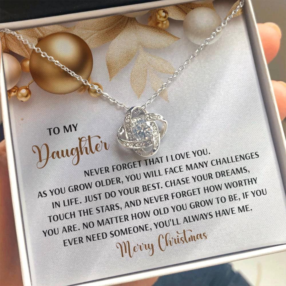 Gift for Daughter - How Worthy - Love Knot Pendant Necklace Christmas Present