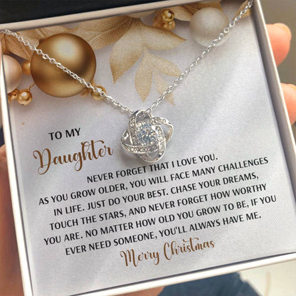 Gift for Daughter - How Worthy - Love Knot Pendant Necklace Christmas Present - Mallard Moon Gift Shop