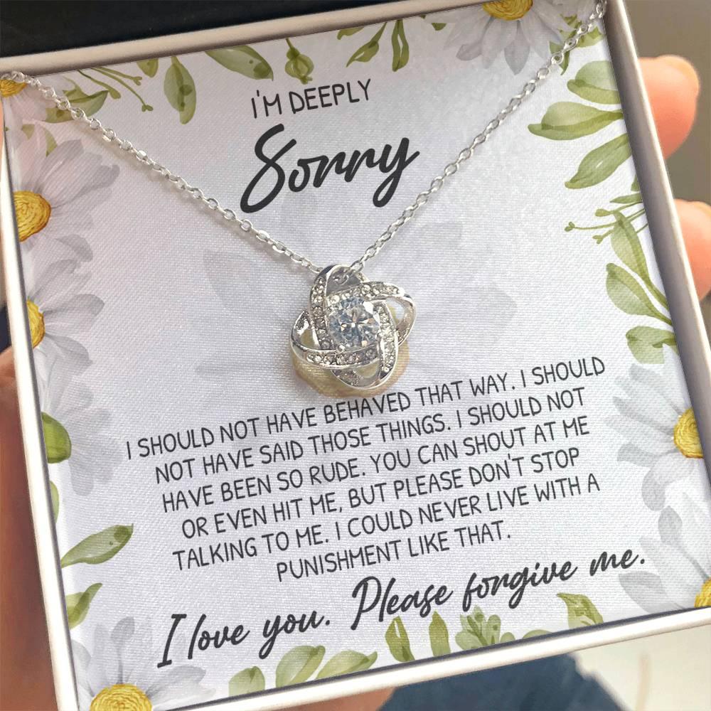 Apology Gift for Girlfriend, Wife, Soulmate-Sorry, Please Don't Stop Talking - Love Knot Pendant Necklace - Mallard Moon Gift Shop