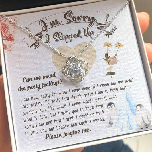 Apology Gift for Girlfriend, Wife, Soulmate - Sorry, Precious Soul - Love Knot Pendant Necklace - Mallard Moon Gift Shop