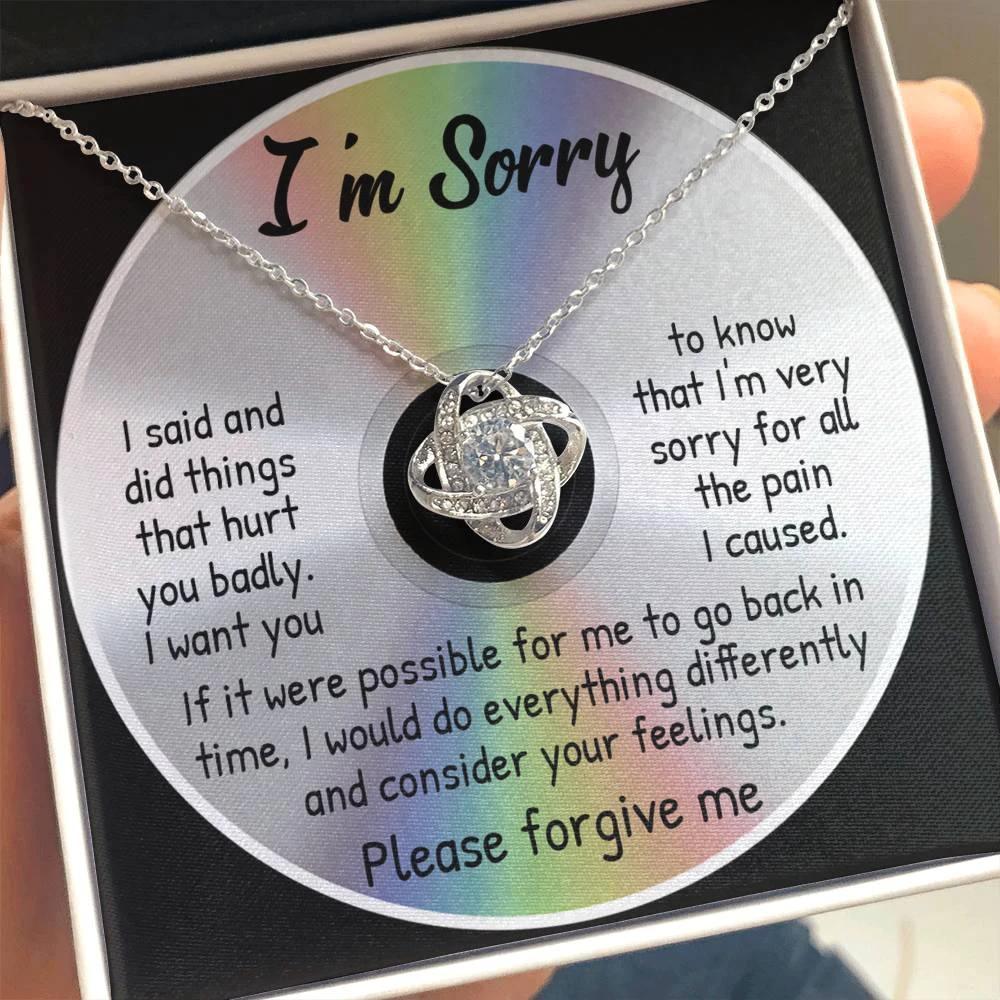 Apology Gift for Girlfriend, Wife, Soulmate - Sorry, Back In Time - Love Knot Pendant Necklace