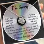 Apology Gift for Girlfriend, Wife, Soulmate - Sorry, Back In Time - Love Knot Pendant Necklace
