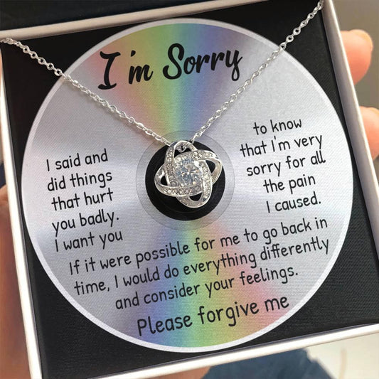 Apology Gift for Girlfriend, Wife, Soulmate - Sorry, Back In Time - Love Knot Pendant Necklace - Mallard Moon Gift Shop