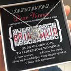 Bridesmaid Wedding Proposal Gift - The Winner Of Being My Bridesmaid - Love Knot Pendant Necklace
