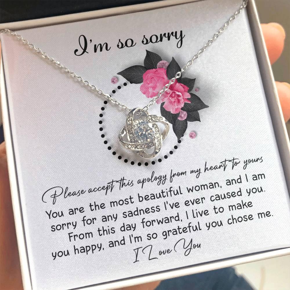 Apology Gift for Girlfriend, Wife, Soulmate - Sorry, Make You Happy - Love Knot Pendant Necklace - Mallard Moon Gift Shop